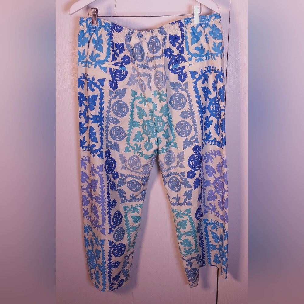 Zara NWT Printed Poplin Cotton Pants Size XXL Wide Leg Trousers Colorful Boho - Picture 10 of 11